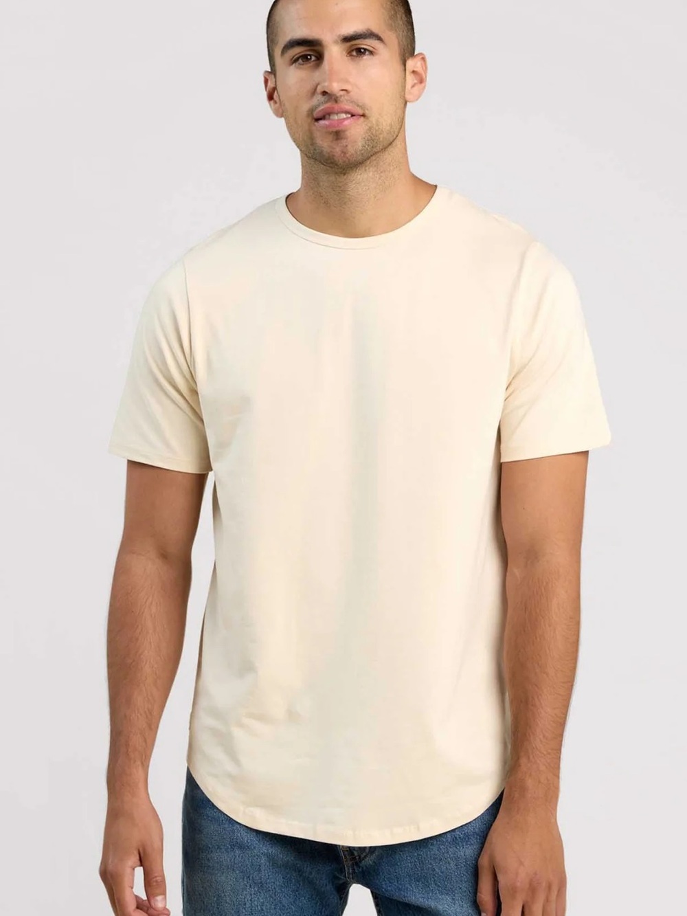 Nuuds Short Sleeve T-Shirt Curved Hem Men Size XL Cotton Bone Casual